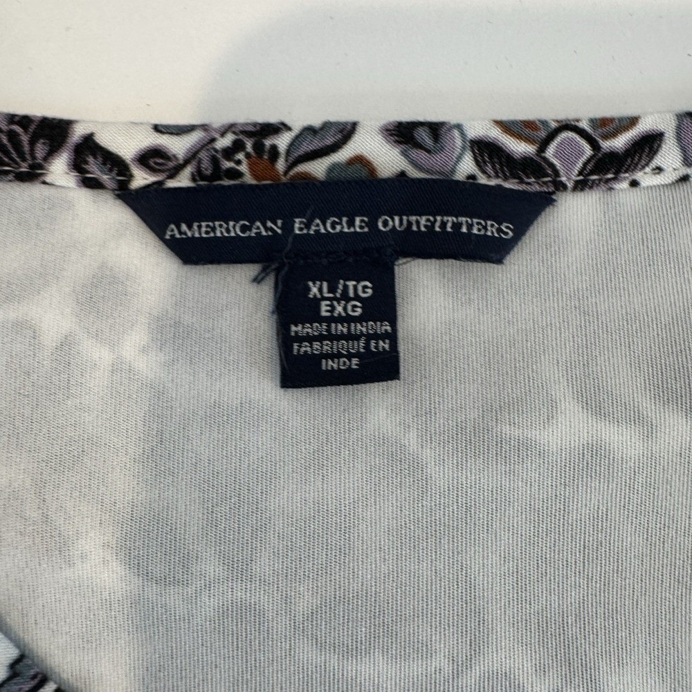 American Eagle Dress Womens XL Floral Boho Crochet Lace Black White Mini Flowy - Picture 7 of 9
